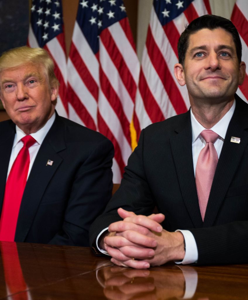 President-elect Donald Trump meets with House Speaker Paul Ryan (R-WI) at the US Capitol. (Photo by Zach Gibson/Getty Images)