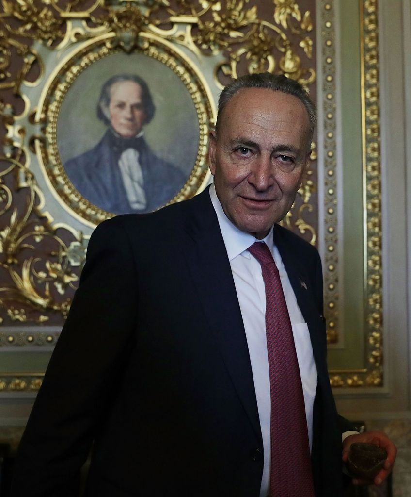 Newly–elected Senate minority leader Charles Schumer (D-NY) leaves after the weekly Senate Democratic policy luncheon, November 16, 2016, in Washington, DC. (Photo by Alex Wong/Getty Images)