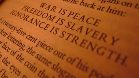A page from George Orwell's 1984. (Photo by Jason Ilagan/ flickr CC 2.0)