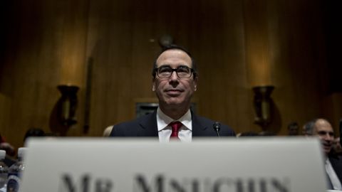 Treasury Secretary-designate Steve Mnuchin waits to begin a Senate Finance Committee confirmation hearing in Washington, DC, on Thursday, Jan. 19, 2017. Mnuchin defended his record as an owner of a mortgage lender that was accused of unfair loan and foreclosure practices during the financial crisis. (Photo by Andrew Harrer/Bloomberg via Getty Images)
