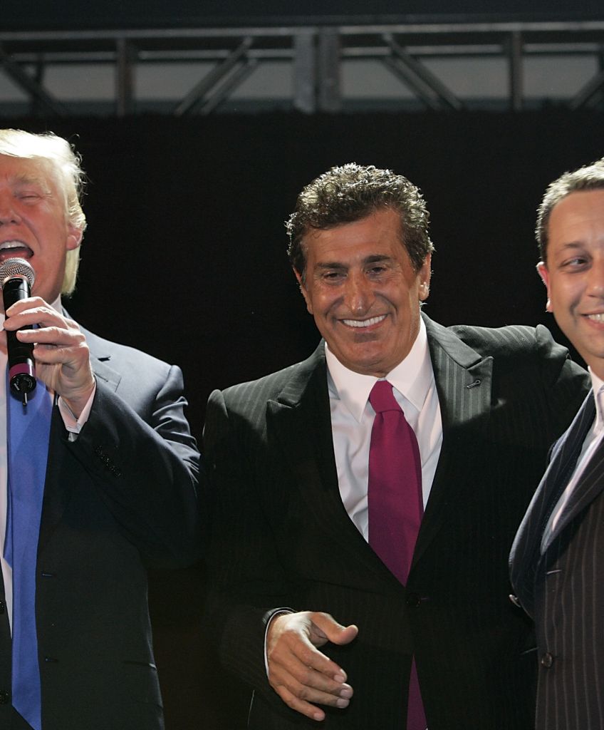 Donald Trump, Tevfik Arif and Felix Sater attend the Trump SoHo launch party in New York on Sept. 19, 2007. (Photo by Mark Von Holden/WireImage)