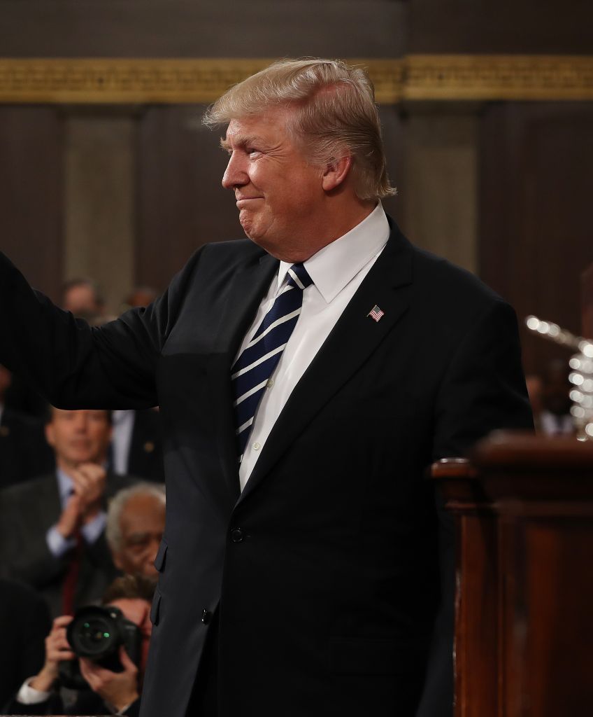 President Donald Trump arrives to deliver an address to a joint session of Congress on Feb. 28, 2017. (Photo by Jim Lo Scalzo - Pool/Getty Images)