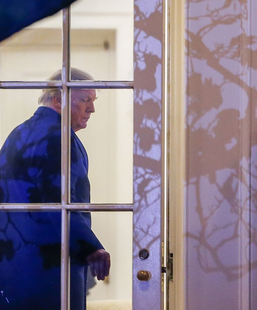 President Donald J. Trump enters the Oval Office on March 5, 2017 in Washington, DC. (Photo by Erik S. Lesser-Pool/Getty Images)
