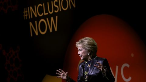 Hillary Clinton delivers a keynote address during the 28th Annual Professional Business Women of California conference on March 28, 2017 in San Francisco. (Photo by Justin Sullivan/Getty Images)