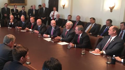 The Freedom Caucus meeting on health care. All men in the room.