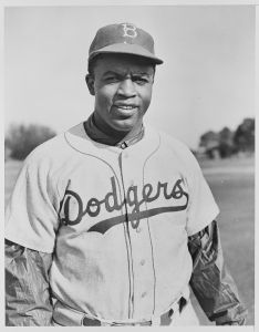 Jackie Robinson in his Brooklyn Dodgers uniform; (Photo courtesy of the National Archives and Records Administration)