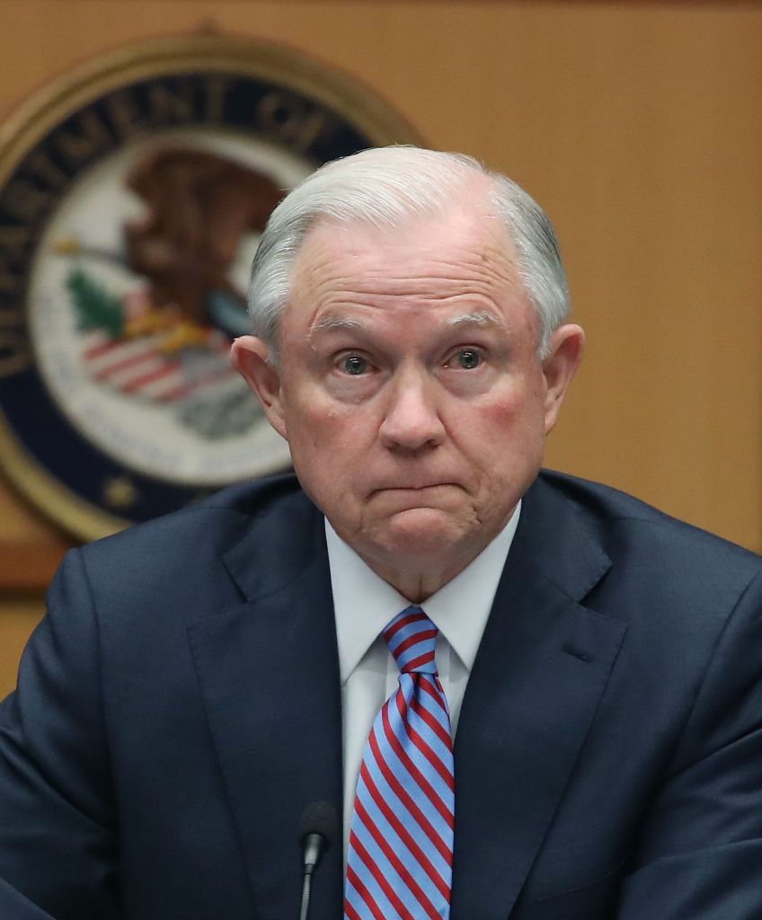 US Attorney General Jeff Sessions at the Department of Justice, April 18, 2016 in Washington, DC. (Photo by Mark Wilson/Getty Images)