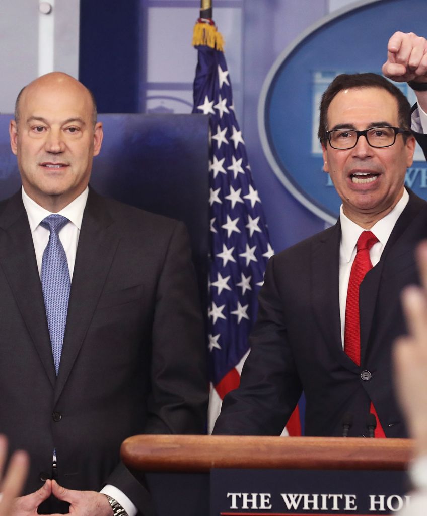 Treasury Secretary Steven Mnuchin and National Economic Director Gary Cohn speak about President Donald Trump's new tax reform plan. (Photo by Mark Wilson/Getty Images)