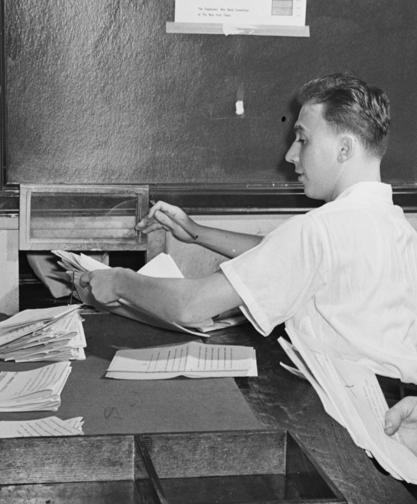 Copy boy at The New York Times, 1942. (Library of Congress)