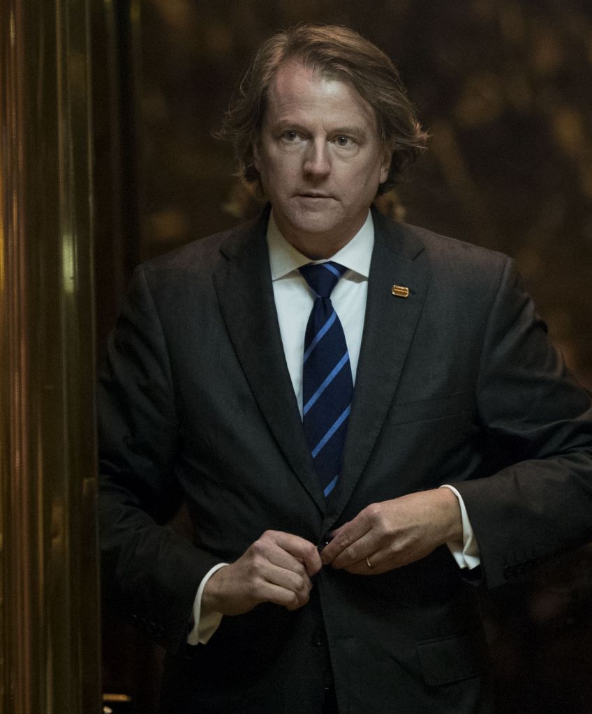 White House Counsel Don McGahn at Trump Tower in November 2016 in New York City. McGahn has made the case that the Paris Agreement will not allow Trump to roll back Obama's greenhouse gas-cutting regulations. (Photo by Drew Angerer/Getty Images)