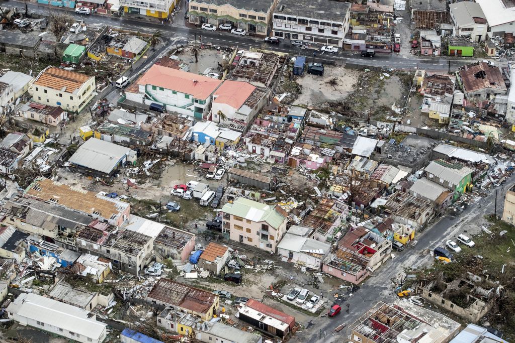 An aerial photography taken and released by the Dutch Department of Defense on September 6, 2017 shows the damage of Hurricane Irma in Philipsburg, on the Dutch Caribbean island of Saint Maarten.(Photo: Gerben Van Es/AFP/Getty Images)