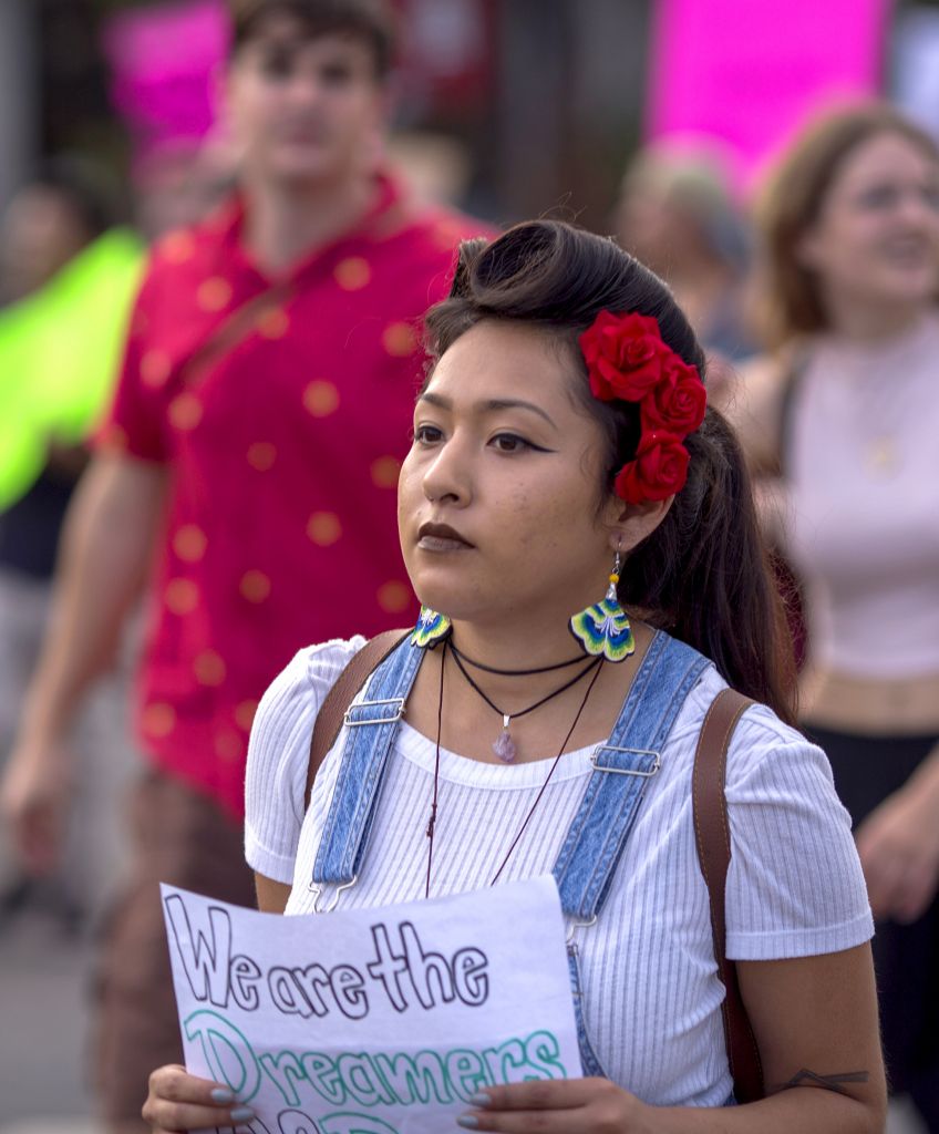 Thousands of immigrants and supporters join the Defend DACA to oppose the order by President Trump order to end DACA on Sept. 10, 2017 in Los Angeles. (Photo by David McNew/Getty Images)