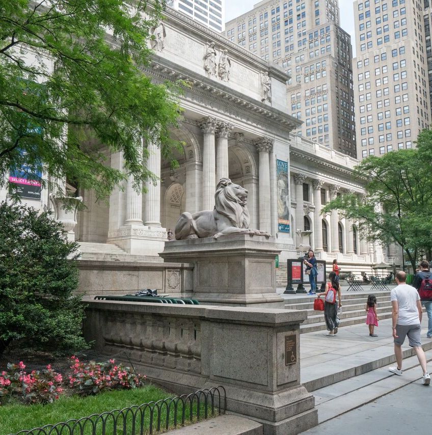 Outside the main branch of the New York Public Library on Fifth Avenue and 42nd Street in Manhattan. (Photo courtesy of The New York Public Library)
