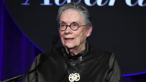 Event honoree Annie Proulx speaks during the 68th National Book Awards at Cipriani Wall Street on Nov. 15, 2017 in New York City. (Photo by Gary Gershoff/WireImage)