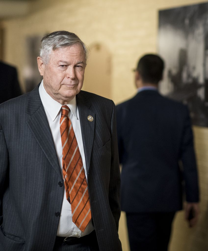 Rep. Dana Rohrabacher (R-CA) in the basement of the Capitol in 2017. (Photo By Bill Clark/CQ Roll Call)