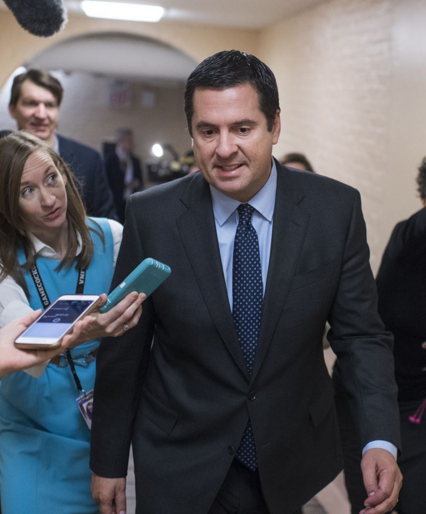 Rep. Devin Nunes (R-CA) talks with reporters after a meeting of the House Republican Conference in the Capitol on February 6, 2018. (Photo By Tom Williams/CQ Roll Call)