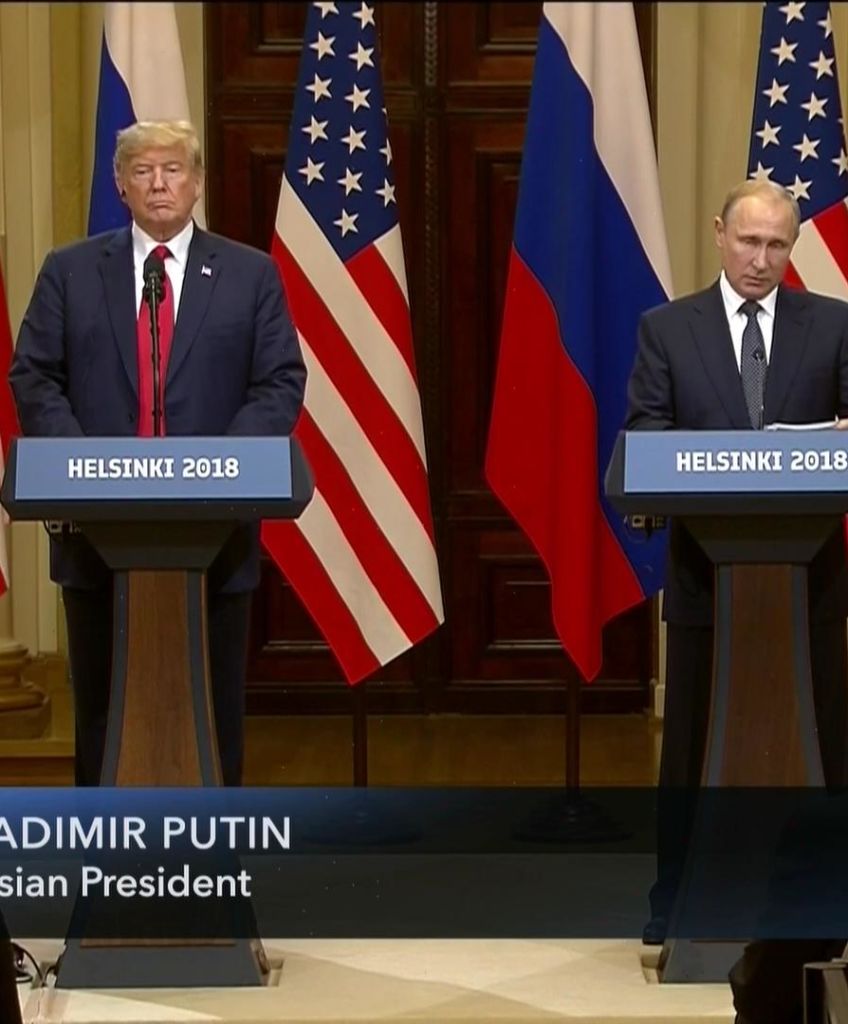 A still from C-Span coverage of Trump-Putin press conference in Helsinki.