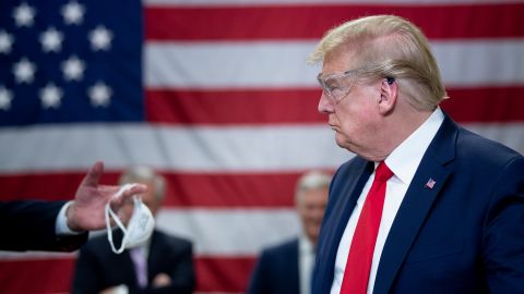 President Donald Trump tours a Honeywell International Inc. factory producing N95 masks during his first trip since widespread COVID-19 related lockdowns went into effect May 5, 2020, in Phoenix, Arizona. (Photo by Brendan Smialowski / AFP via Getty Images)