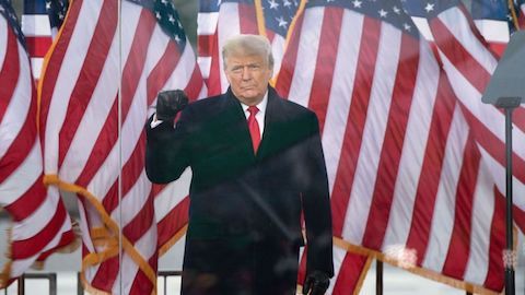 US President Donald Trump speaks to supporters from The Ellipse near the White House on January 6, 2021, in Washington, DC. - Thousands of Trump supporters, fueled by his spurious claims of voter fraud, are flooding the nation's capital protesting the expected certification of Joe Biden's White House victory by the US Congress. (Photo by Brendan Smialowski / AFP) (Photo by BRENDAN SMIALOWSKI/AFP via Getty Images)