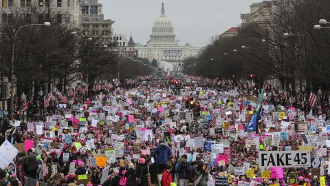The president’s tenure started with a massive march by women, who then channeled that activist energy into the democratic process. (PHOTO BY MARIO TAMA/GETTY IMAGES)