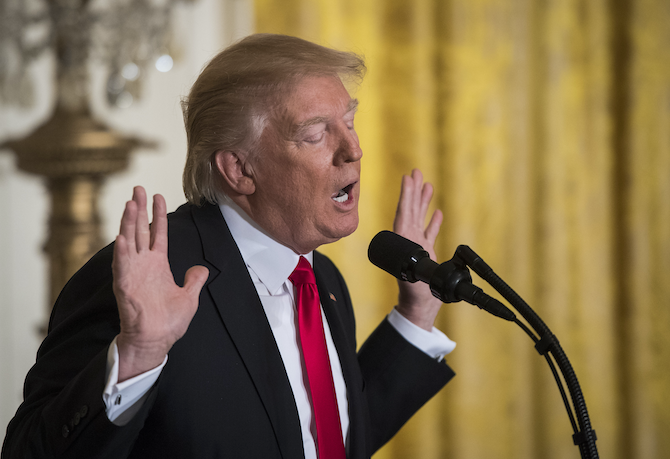 President Donald Trump speaks during a press conference at the White House on Feb. 16, 2017. Trump berated the media repeatedly, calling CNN, The New York Times and other outlets "dishonest" and "very fake news" for reporting unfavorable stories about him. (Photo by Jabin Botsford/The Washington Post via Getty Images)